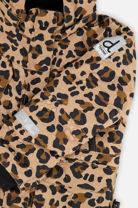 Deux par Deux girls' Teknik two-piece snowsuit in brown leopard print – product view 12