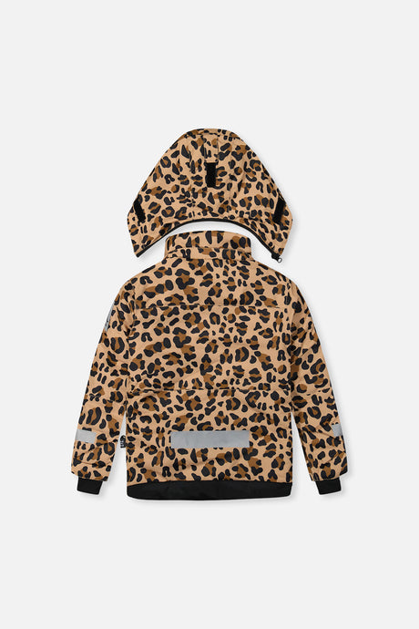 Deux par Deux girls' Teknik two-piece snowsuit in brown leopard print – product view 3