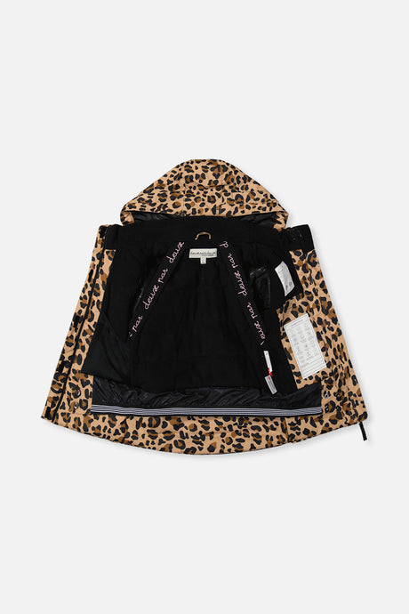 Deux par Deux girls' Teknik two-piece snowsuit in brown leopard print – product view 4