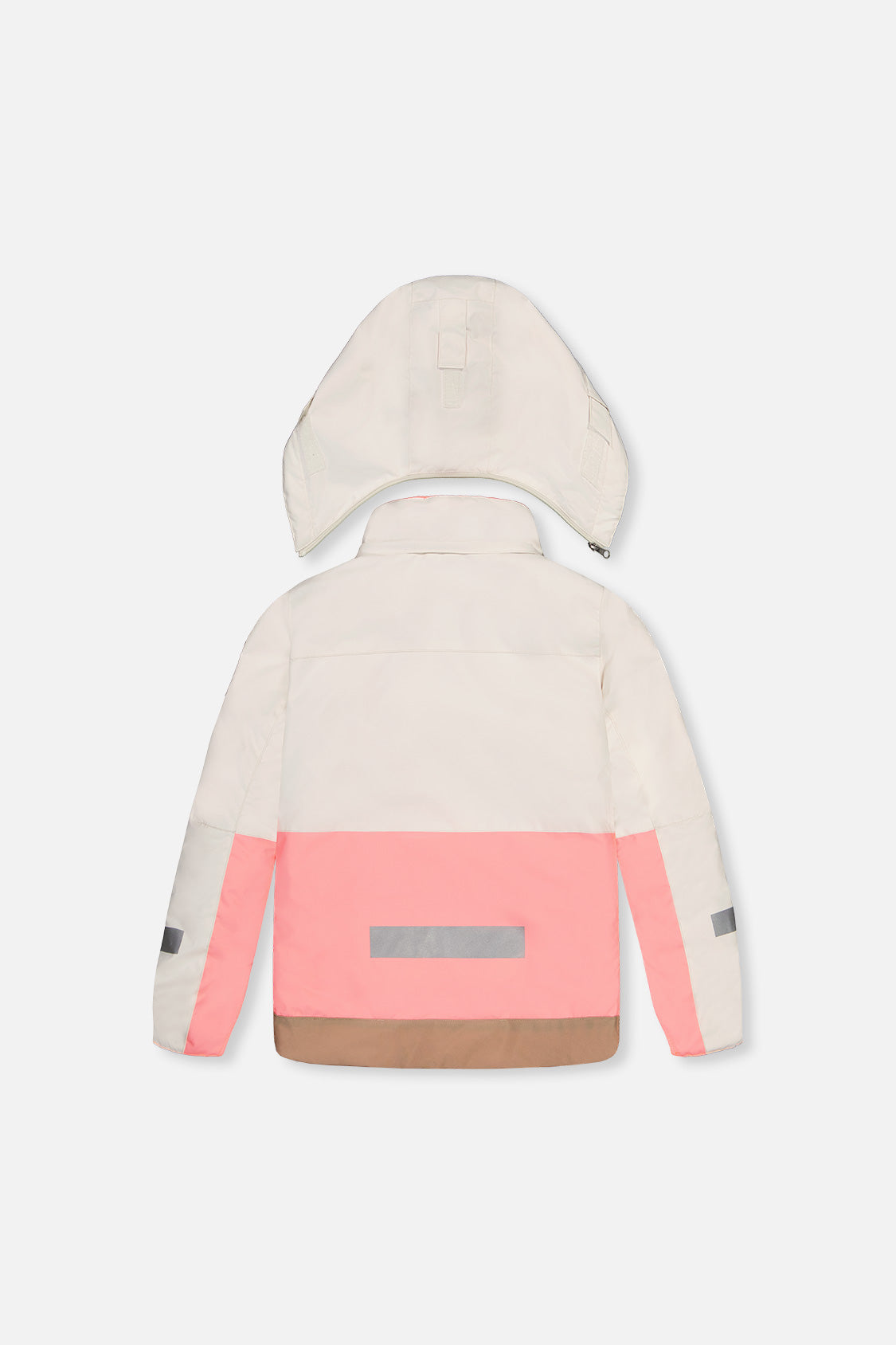 Deux par Deux girls' TEKNIK two-piece snowsuit in off-white and pink, alternate view