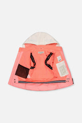 Deux par Deux girls' TEKNIK two-piece snowsuit in off-white and pink, additional angle