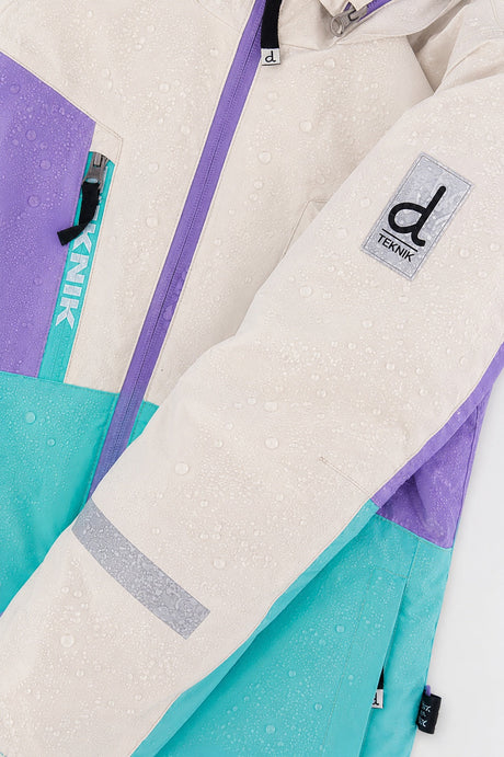 Deux par Deux girls' TEKNIK two-piece snowsuit in a multicolored diamond pattern, additional product view