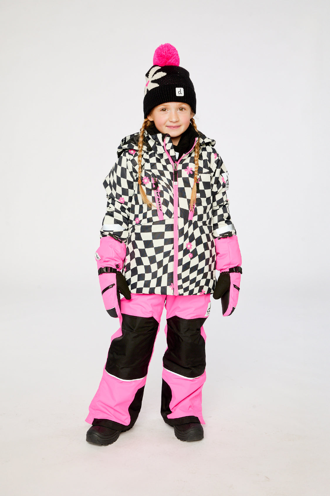 Two Piece Teknik Snowsuit Bright Pink And Checkered-1