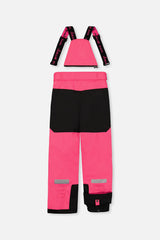 Deux par Deux girls' TEKNIK two-piece snowsuit in bright pink checkered print, alternate angle