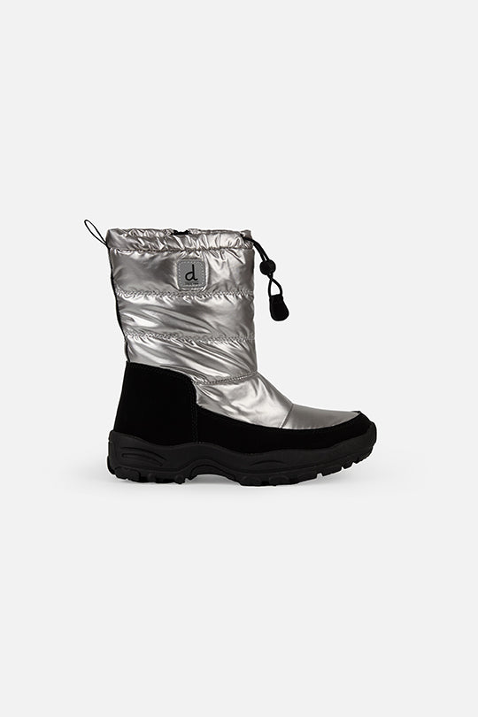 Nylon Quilted Winter Boots Silver-1
