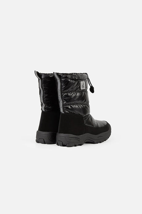 Deux par Deux noir quilted tall winter boots for kids, pair, back view