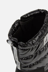 Deux par Deux noir quilted tall winter boots for kids, close-up of the quilted shaft