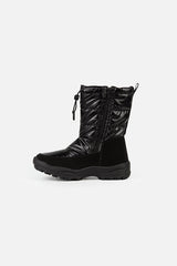 Deux par Deux noir quilted tall winter boots for kids, single boot, opposite side view