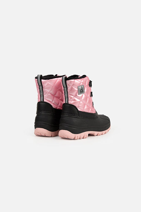 Deux par Deux girls' pale dusty pink quilted winter boots – pair, back view
