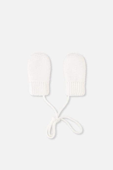 Infant Knit Mittens With String Off-White-1