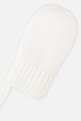 Infant Knit Mittens With String Off-White-2