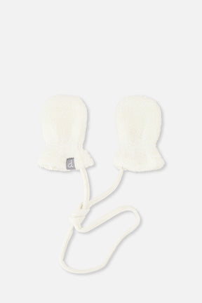 Infant Sherpa Mittens With String Off-White-0