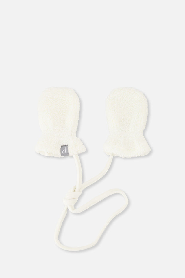 Infant Sherpa Mittens With String Off-White-0