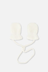 Infant Sherpa Mittens With String Off-White-1
