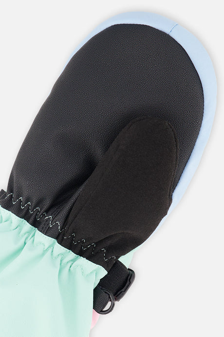 Deux par Deux Teknik kids' mittens in mint green – alternate view