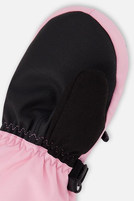 Deux par Deux Teknik kids' mittens in light pink – alternate view