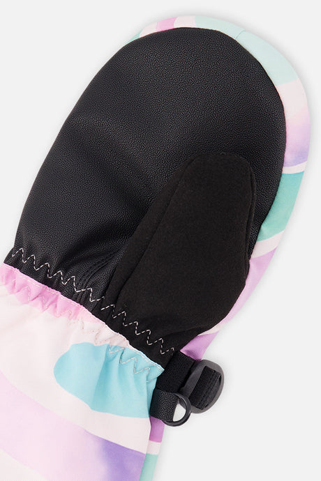 Deux par Deux Teknik kids' mittens, multicolored line print – alternate view
