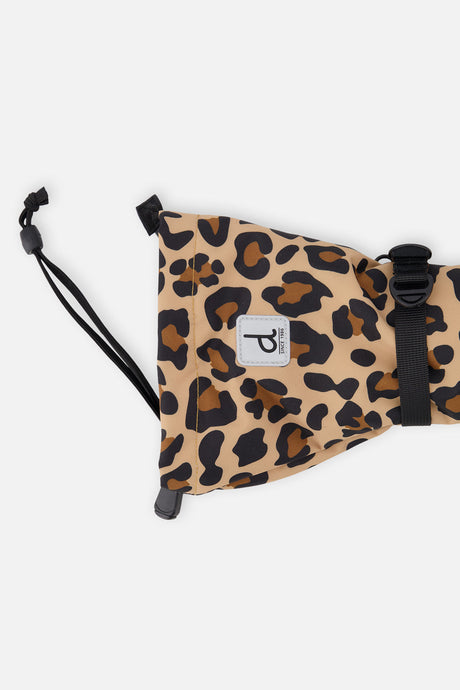 Deux par Deux Teknik toddler mittens in brown leopard print – cuff and wrist strap detail
