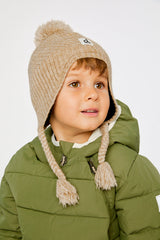 Winter Peruvian Knit Hat With Pompom Taupe-2