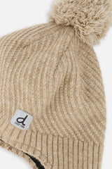 Winter Peruvian Knit Hat With Pompom Taupe-4