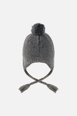 Winter Peruvian Knit Hat With Pompom Cool Dark Grey-2