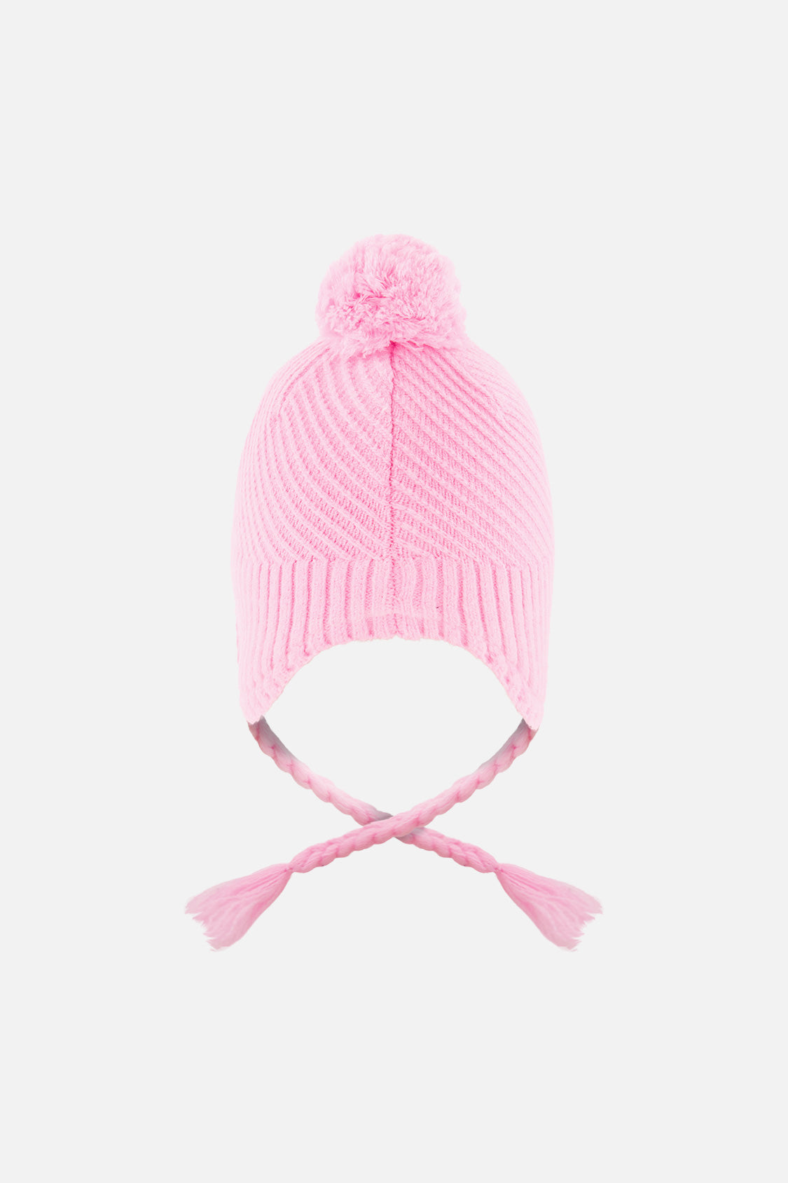 Winter Peruvian Knit Hat With Pompom Pink-2