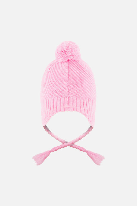 Winter Peruvian Knit Hat With Pompom Pink-2