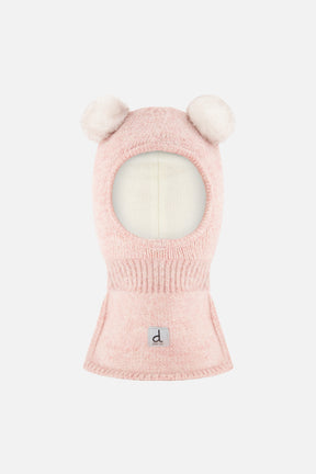 Baby Knit Bear Balaclava Pale Dusty Pink-0