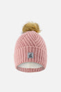 Winter Knit Hat With Pompom Pale Dusty Pink-0