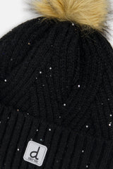 Winter Knit Hat With Pompom Black-3
