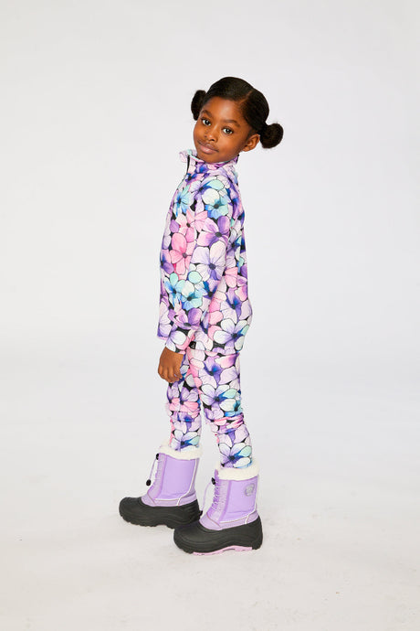 Two Piece Thermal Underwear Purple Floral Print-4