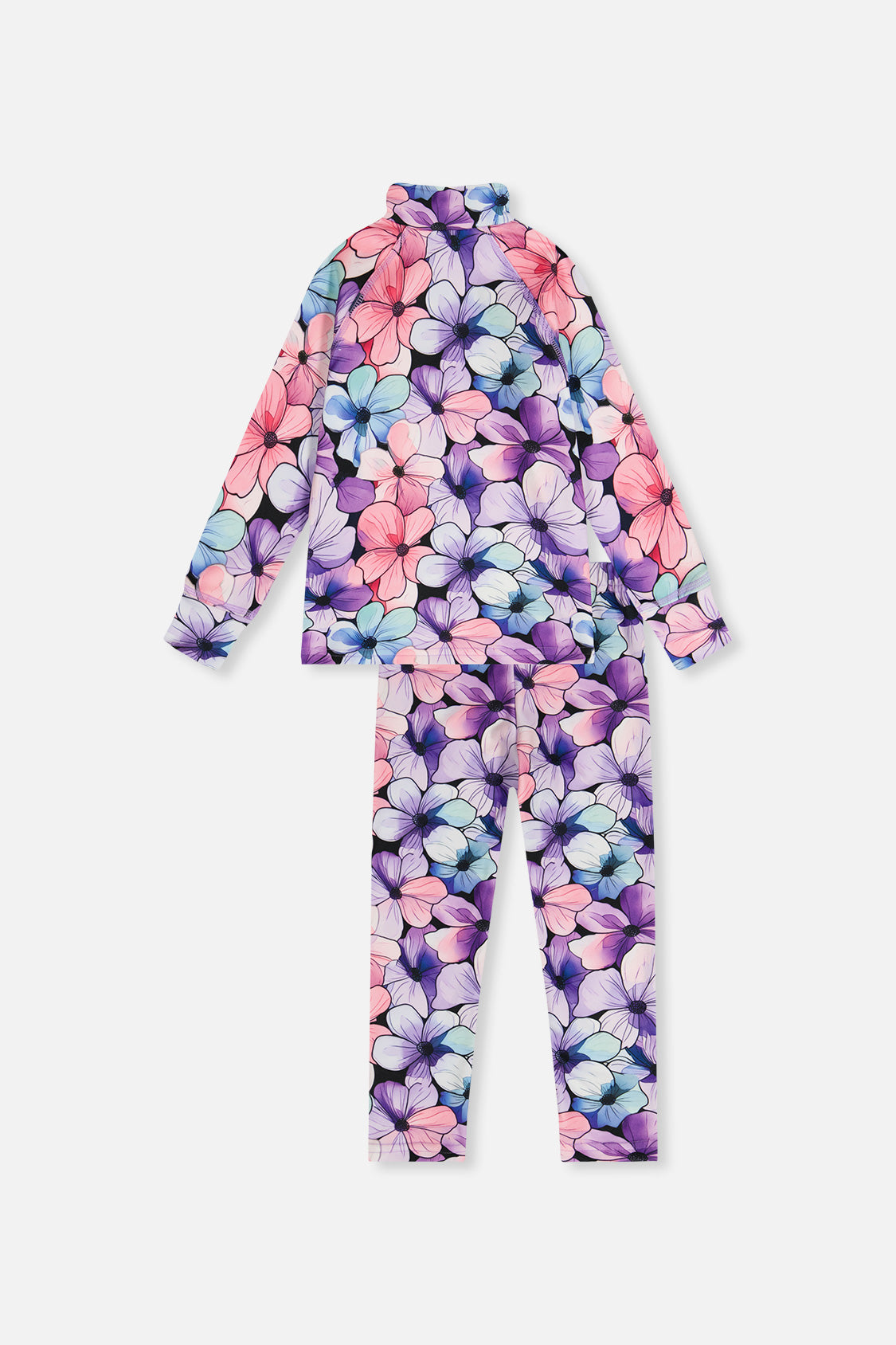 Deux par Deux Two Piece Thermal Underwear Purple Floral Print product image P2