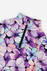 Deux par Deux Two Piece Thermal Underwear Purple Floral Print