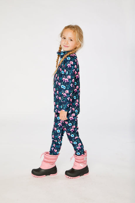 Two Piece Thermal Underwear Blue Floral Print-2