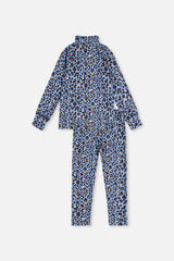 Deux par Deux Two Piece Thermal Underwear Blue Leopard Print product image P2