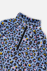 Deux par Deux Two Piece Thermal Underwear Blue Leopard Print
