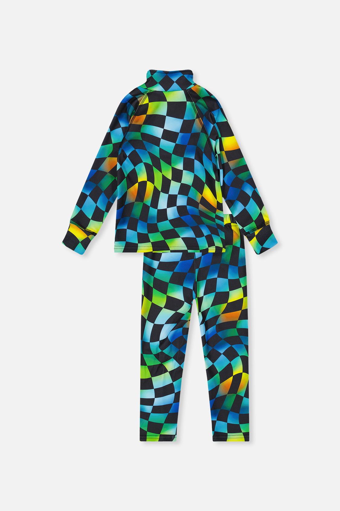 Deux par Deux Two Piece Thermal Underwear Blue Checkered Print product image P2