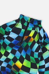 Deux par Deux Two Piece Thermal Underwear Blue Checkered Print