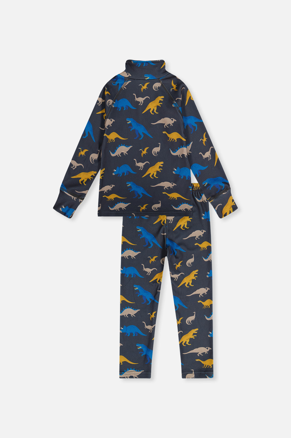 Deux par Deux Two Piece Thermal Underwear Grey And Blue Dinosaur Print product image P2