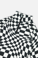 Deux par Deux Two Piece Thermal Underwear White Checkered Print