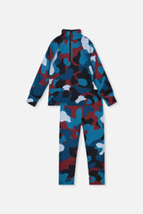 Two Piece Thermal Underwear Blue And Red Camouflage Print-0