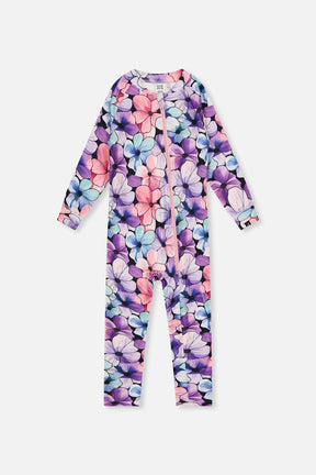 Baby One Piece Thermal Underwear Purple Floral Print-0