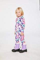 Baby One Piece Thermal Underwear Purple Floral Print-2