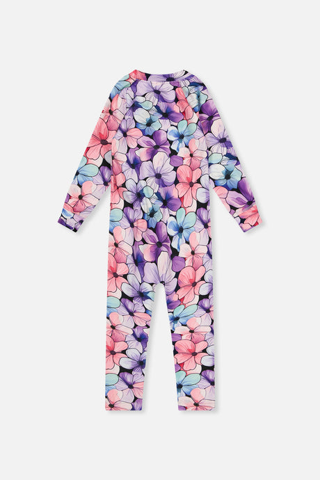 Baby One Piece Thermal Underwear Purple Floral Print-4