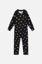 Baby One Piece Thermal Underwear Black Printed Gummy Bears-0