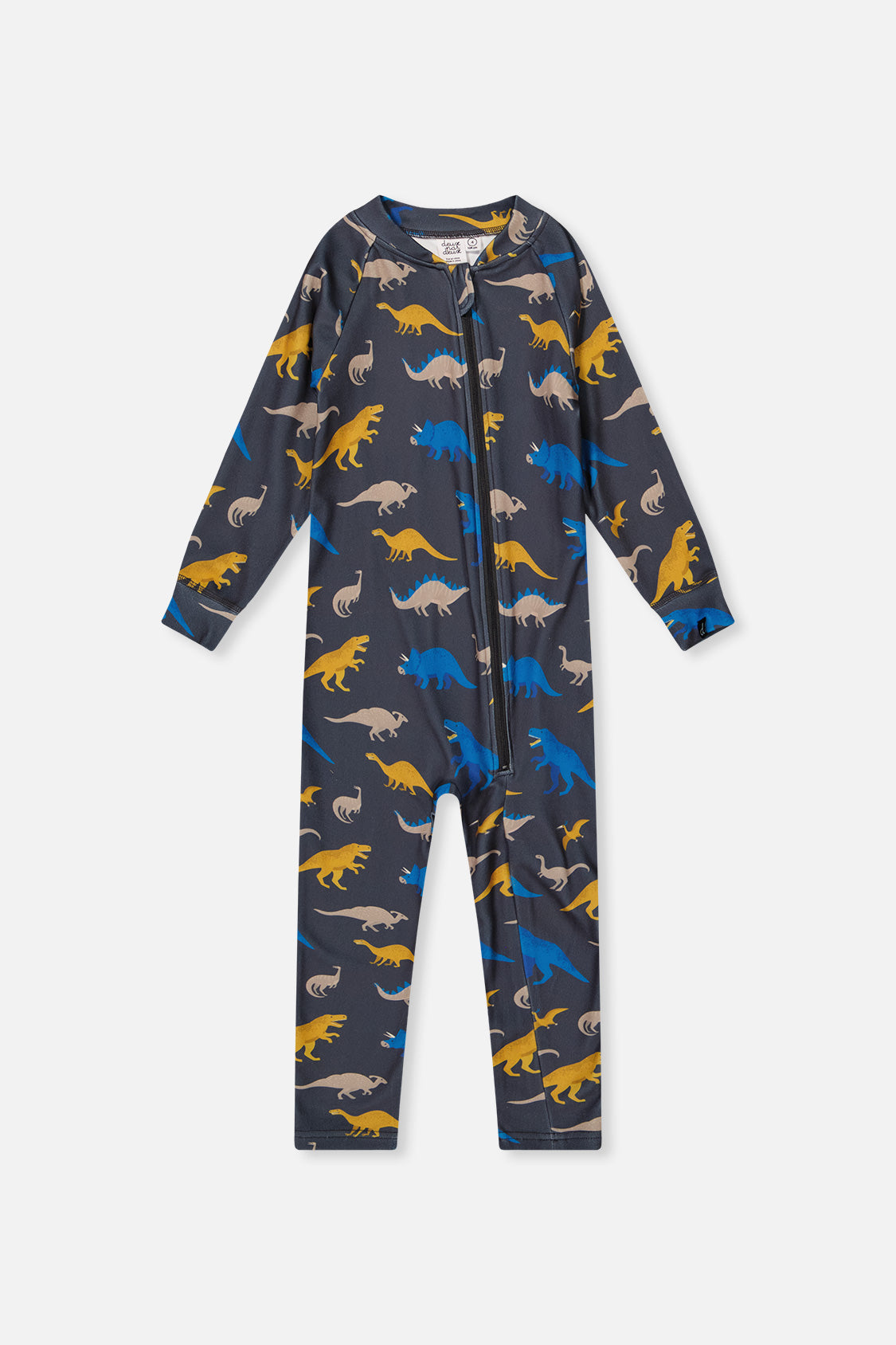 Baby One Piece Thermal Underwear Grey And Blue Dinosaur Print-0