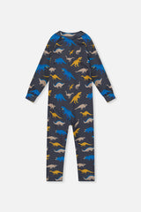 Baby One Piece Thermal Underwear Grey And Blue Dinosaur Print-4