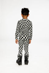 Baby One Piece Thermal Underwear White Checkered Print-3