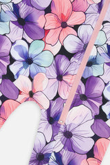 Deux par Deux One Piece Thermal Underwear Purple Floral Print