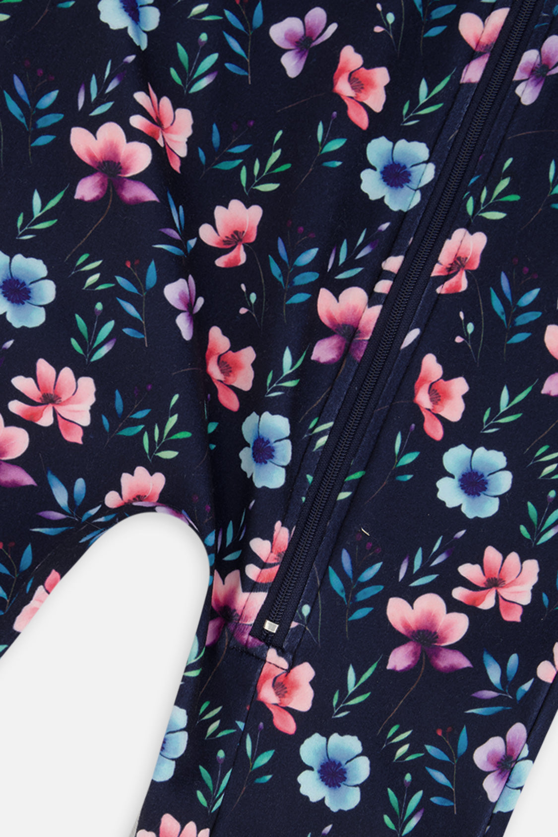 Deux par Deux One Piece Thermal Underwear Blue Floral Print